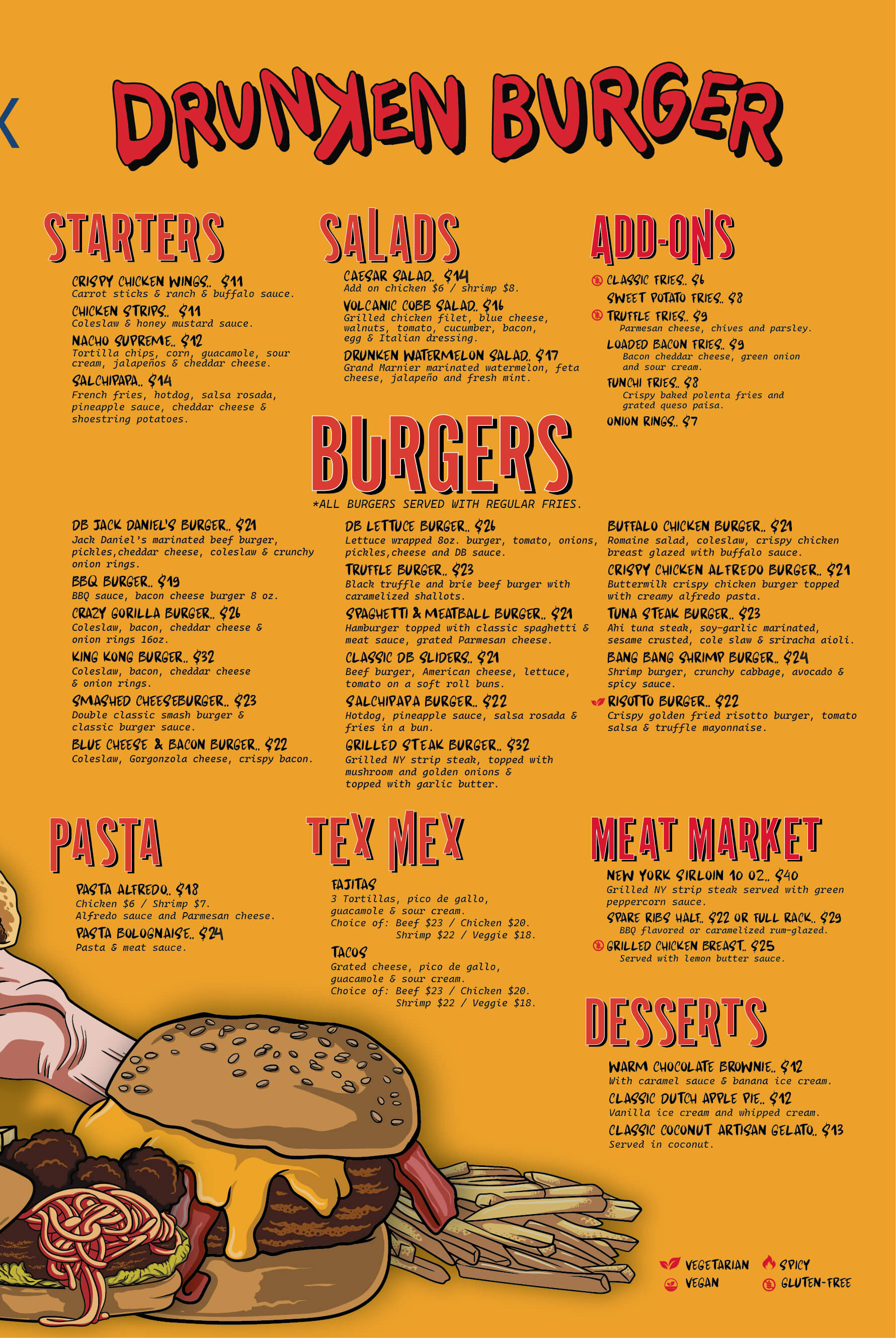 Drunken Burger Menu